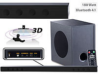 auvisio Soundbar mit Bluetooth, 3D-Sound-Effekt und externem Subwoofer, 180 W; HD-Sat-Receiver HD-Sat-Receiver HD-Sat-Receiver 