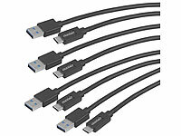 auvisio 4er-Set USB-3.0-Anschlusskabel Stecker Typ C auf Typ A, 1 m, 2 A