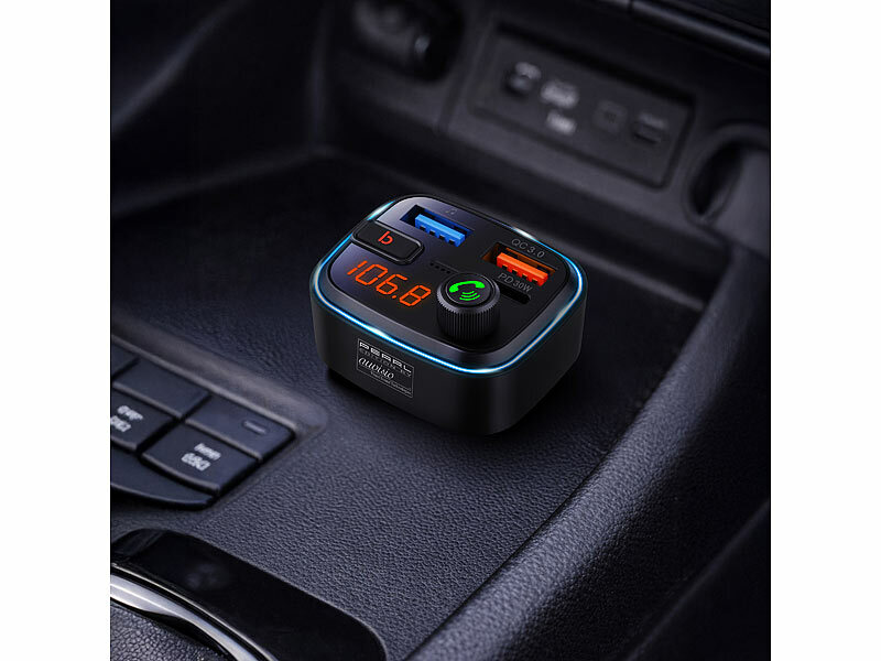 ; Audioadapter mit Bluetooth und Freisprech-Funktion, FM-Transmitter & Freisprecher mit MP3-Player & USB-Ladeports Audioadapter mit Bluetooth und Freisprech-Funktion, FM-Transmitter & Freisprecher mit MP3-Player & USB-Ladeports Audioadapter mit Bluetooth und Freisprech-Funktion, FM-Transmitter & Freisprecher mit MP3-Player & USB-Ladeports 