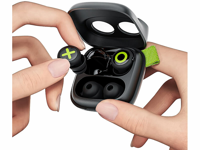 ; Kabellose In-Ear-Kopfhörer mit Noise Cancelling und Touch-Farbdisplay-Ladecases 